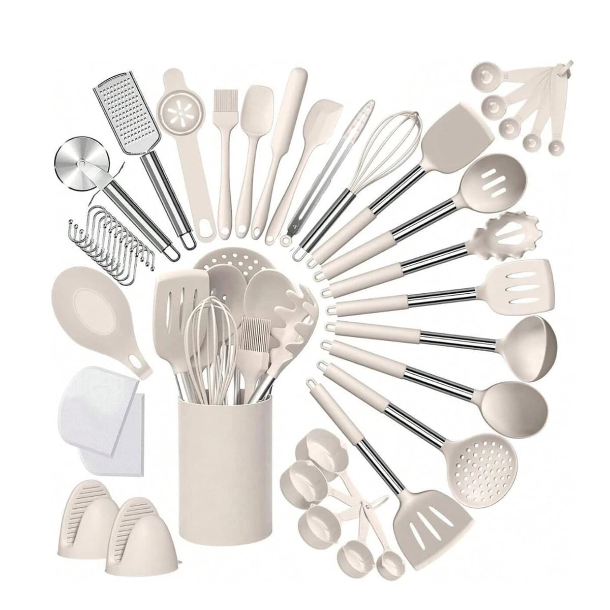 Silikon-Küchen-Kochgeschirr-Set, 43 stücke Spatel-Set mit Edelstahl griff, Antihaft-hitze beständig-bestes Kochgeschirr s
