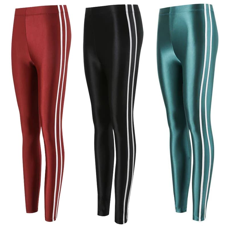 Glänzende, glatte, fluoreszierende Yoga-Hose für Damen, schmal geschnittene Sport-Leggings, kurze Hose mit hoher Taille, Übergröße