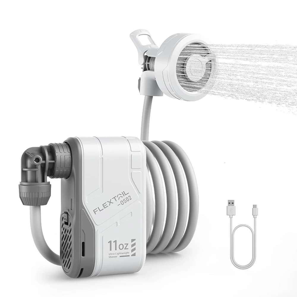 FLEXTAIL Outdoor Camping-Dusche Tragbar Ohne Box Elektrische Duschpumpe IPX7 Wasserdicht für Außendusche, Autowäsche, Geschirrspülen