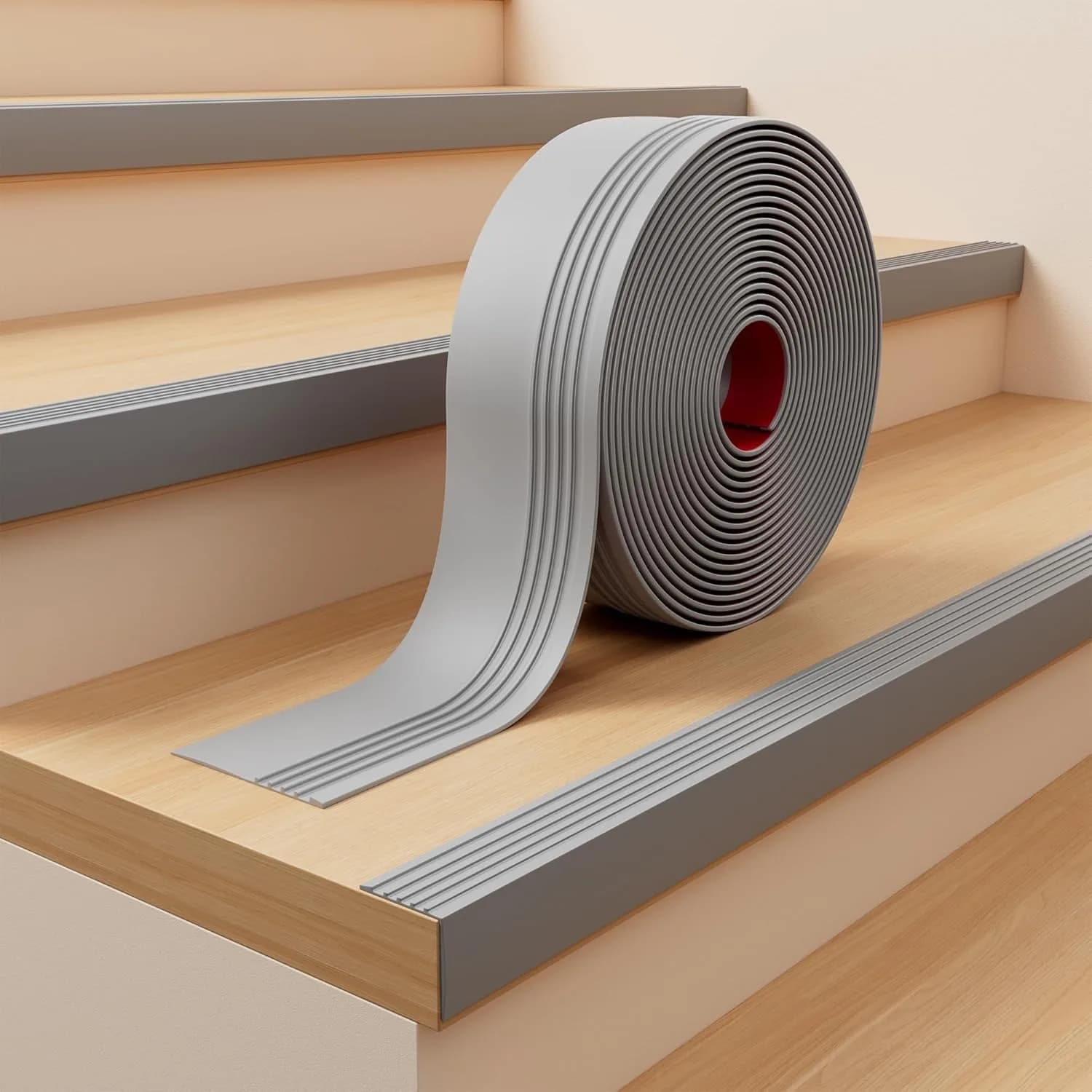 1 Stück 2 m/78,74 Zoll schwarzer Treppen-Nasen- und Kantenschutz – selbstklebende, rutschfeste Treppenkantenverkleidung, Treppen-Nasenform für den