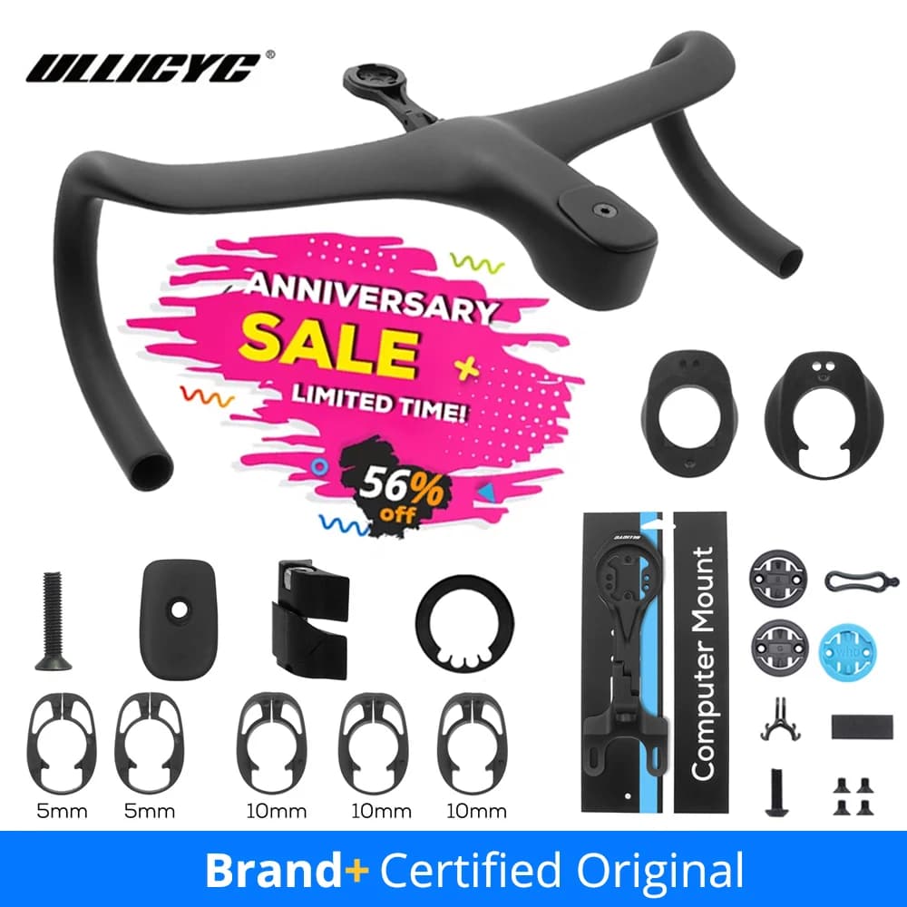 T4 ULTRA Rennrad Vollcarbon Internes Kabel Integriertes Fahrradlenker-Cockpit für 360 mm-380 mm mit Halterungsabstandshaltern