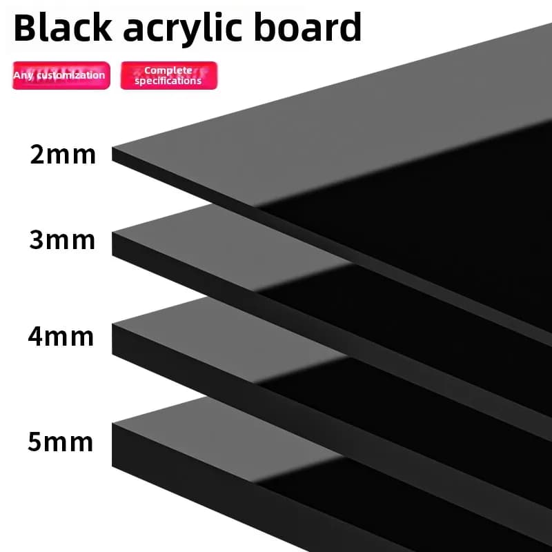 Spiegel-Lichtplatte aus Schwarzem Acryl, Reflektierende Methacrylat-Platte, Maßgefertigtes DIY-Bastelprojekt, Schild, Tischnummernschild