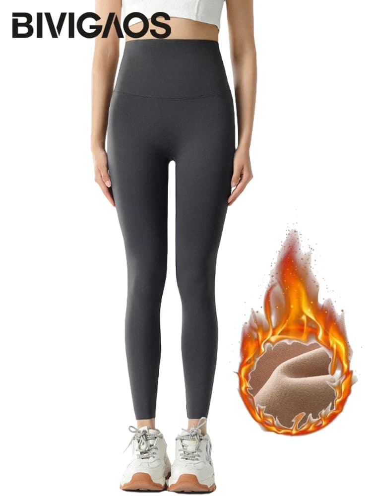 BIVIGAOS Herbst Winter Hohe Taille Shark Leggings frauen Nahtlose Fleece Warme Leggings Dünne Dünne Casual Sport Fitness Leggings