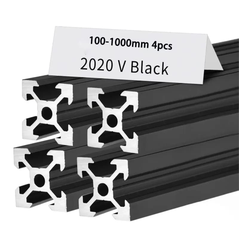 1/4 Stück 2020 V-Nut 2020 V europäischer Standard eloxiertes schwarzes Aluminiumprofil Extrusion 2020 Linearschiene für CNC-3D-Drucker DIY