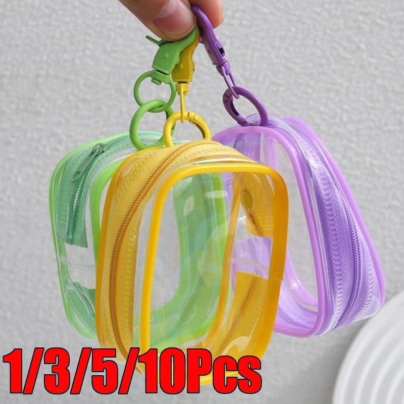 1-10 stücke Farbe Klar Zipper Lagerung Tasche Cartoon Puppe Kinder Spielzeug Box Organizer Kopfhörer Ladegeräte Beutel Geschenk taschen Staubdicht