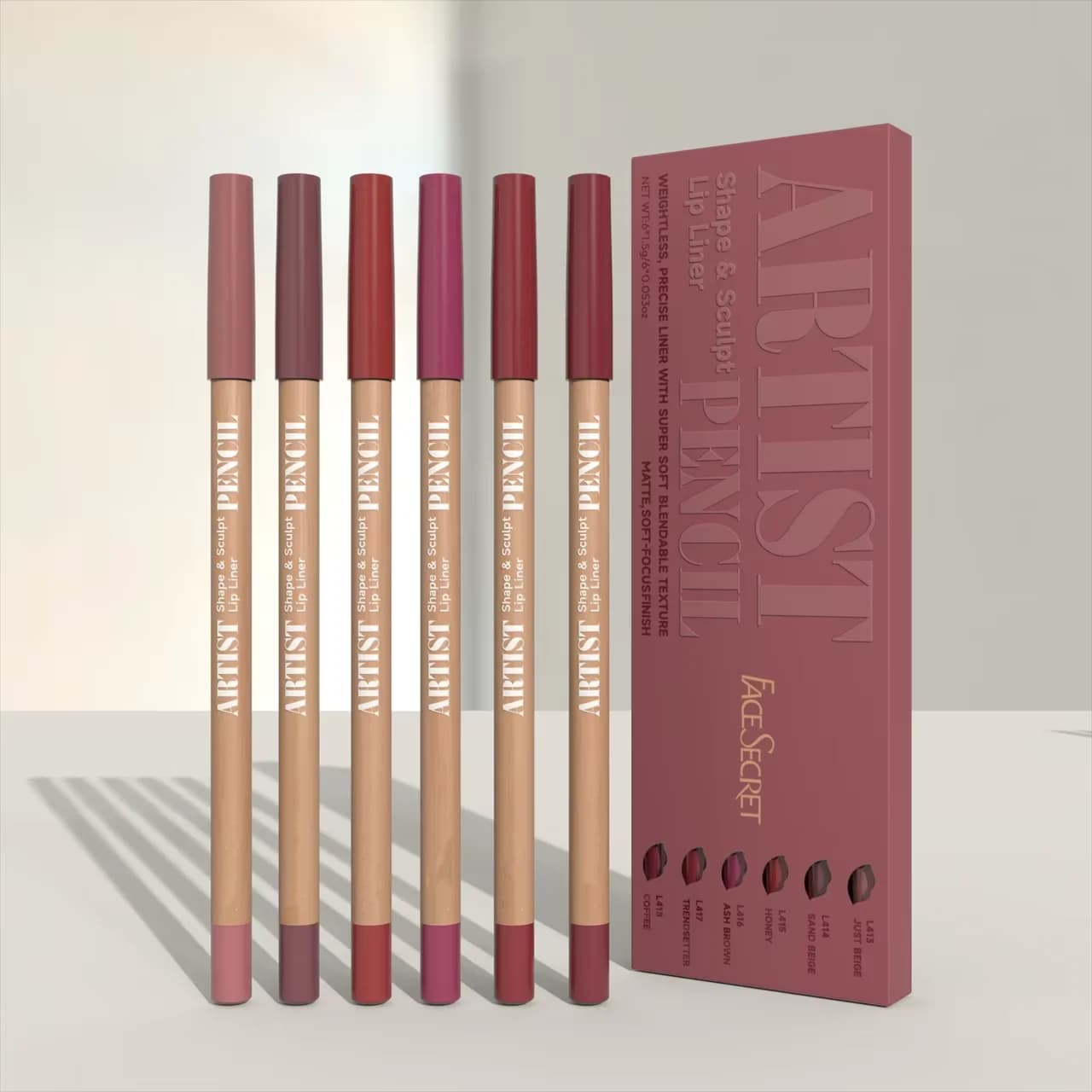 Gesicht geheime Künstler form Skulptur Lip Liner Bleistift Set, schwerelos präziser Liner mit super weicher, mischbarer Textur matt weich