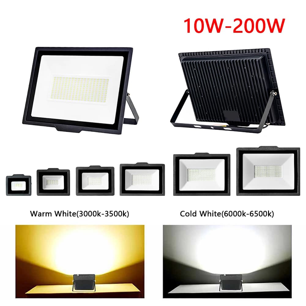 LED-Flutlicht 10 W 20 W 30 W 50 W 100 W 150 W 200 W LED-Strahler für den Außenbereich, IP67, wasserdicht, LED-Projektor, Garten, quadratische