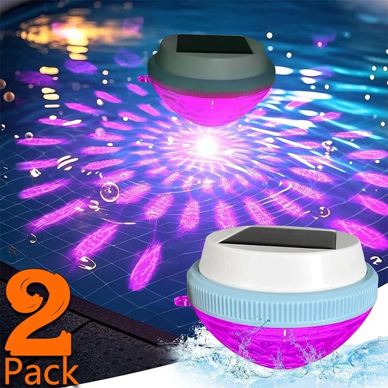 1–2 Stück schwimmende Solar-Poolbeleuchtung, farbwechselnde, wasserdichte Teichbeleuchtung mit RGB-Farbwechsel zur Dekoration von Schwimmbädern