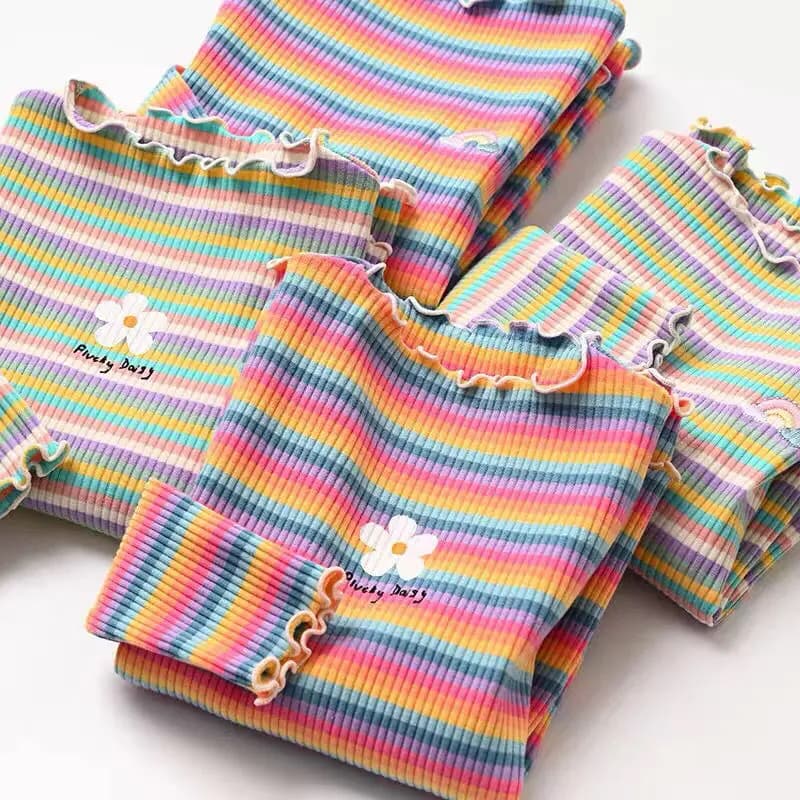 Mädchen-T-Shirts mit farbigem Streifen und Blumendruck – Boutique-Modeoberteile für 2 bis 6 Jahre, süße Kinder-T-Shirts