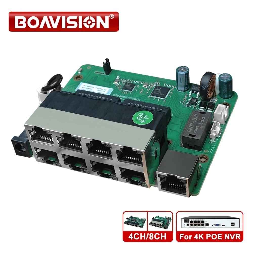 4K POE NVR Teile 48~52V 4/8 Ports POE Switch Ethernet 10/100Mbps 12+36-&Daten für 4K POE NVR/CCTV Sicherheitskamerasystem