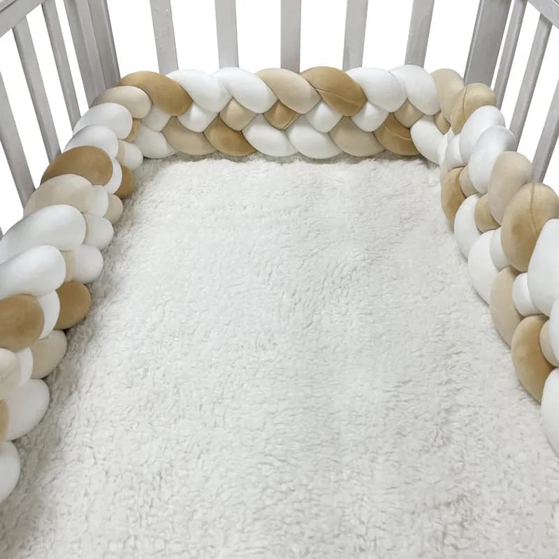 4-geknüpfte 2–4 Monate Tresse De Lit Krippenstoßstange, hautfreundlicher Stoff, Babyzimmerdekoration, handgefertigtes Kissen, geknotetes