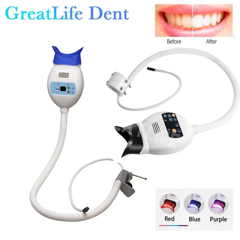 GreatLife 8 LEDS Dental Kaltlichtlampe 3 Farben Zahnaufhellungsmaschine mit LED-Display Zahnaufhellungslampe