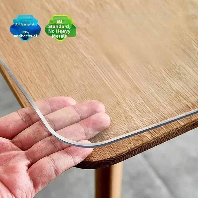 1 Stück transparenter Esstisch aus weichem Glas, PVC, auslaufsicher, wasserdicht, ölbeständig und verbrühungshemmend, rutschfeste Desktop-Matte
