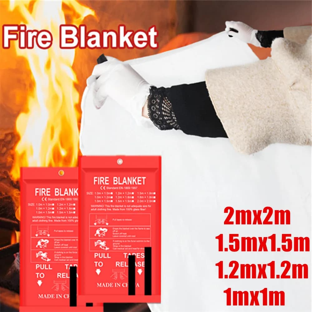Notfall-Feuerlöschdecke in 4 Größen für Zuhause und Küche, Feuerlöschung, Fiberglas-Feuerlöschdecke, Rettungsunterstand, hemmende