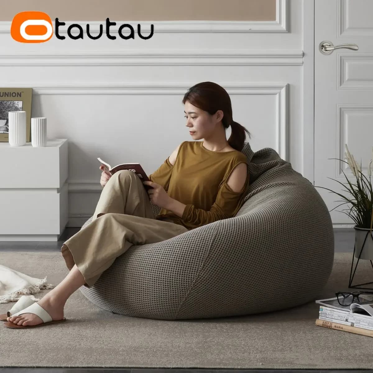 Otautau reine Baumwolle Waffel Sitzsack bezug kein Füllstoff Sitzsack Ottomane Hocker Stuhl Ecksitz Puff Liege Futon dd010