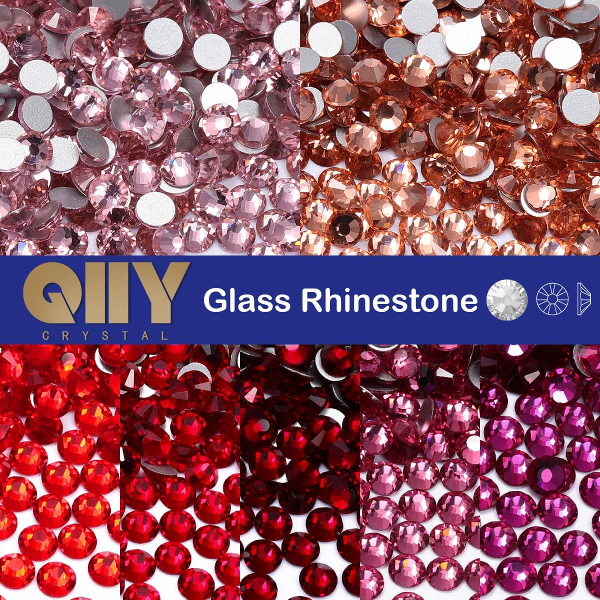 QIIY SS3-SS60 Licht Siam Glas Flatback Strass Hochwertige rote runde silberne Unterseite Kleber auf Diamant für Nail Art Kleid