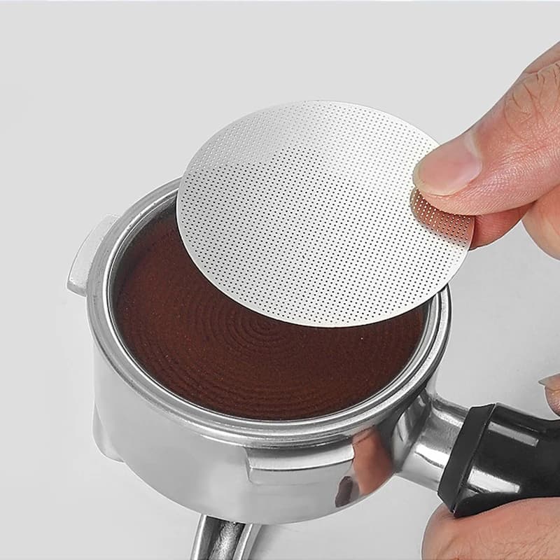 Espresso Puck Screen Kaffeefilter Wiederverwendbarer Kaffee-Puck-Screen 304 Edelstahl Kaffeefilter 51/54/58mm Feinmaschig KFGL01