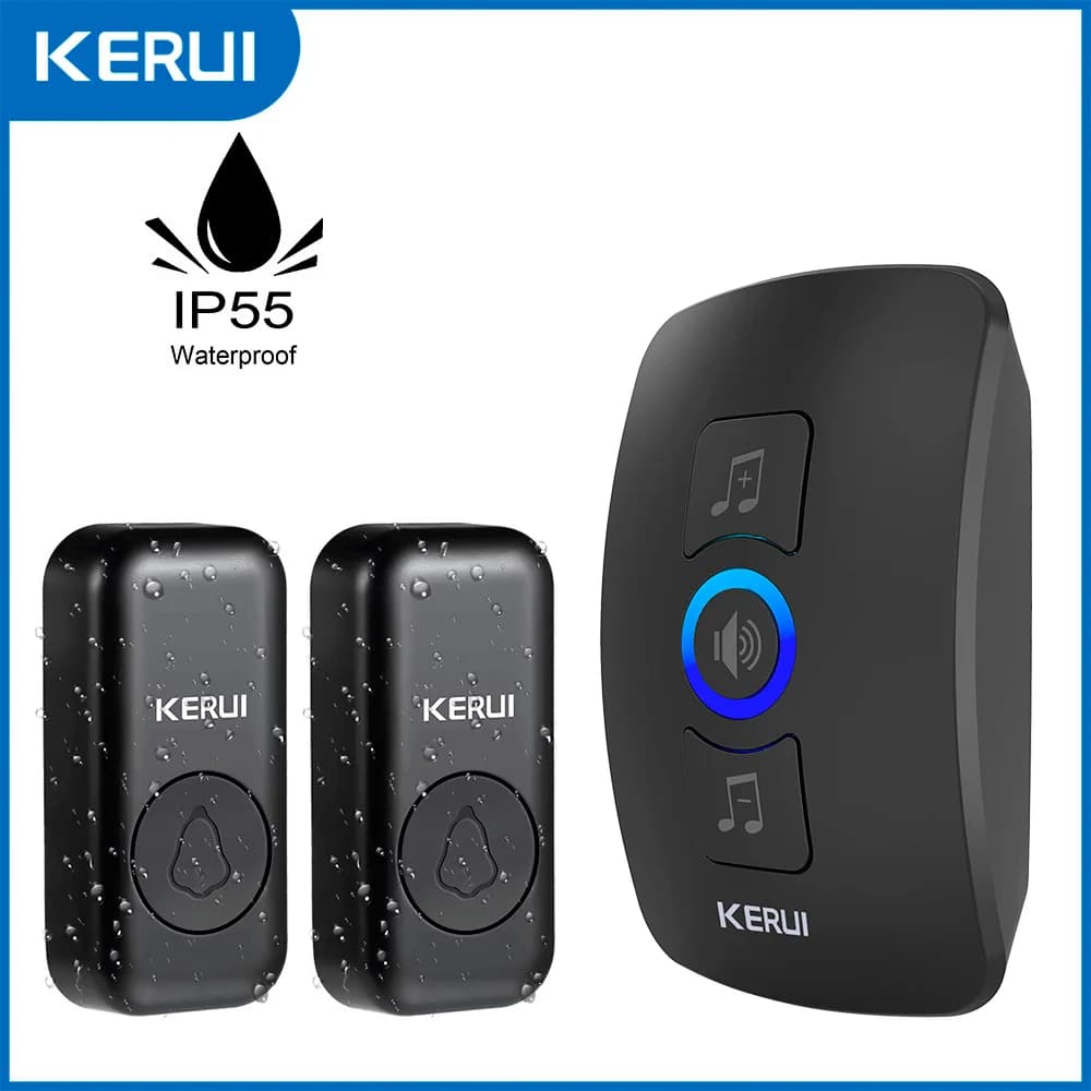 Kerui drahtlose Türklingel wasserdicht im Freien Smart Home Türklingel Willkommen Melodien Glockenspiel LED Blitz Sicherheit einstellbare