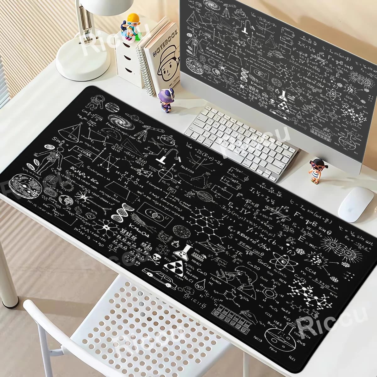 Formel Wissenschaft Mousepad XXL Schwarz Schreibtisch Matten Mauspads Tastatur Pad Geometrische Mathematik Formel Gamer Anti-rutsch PC Erweiterte