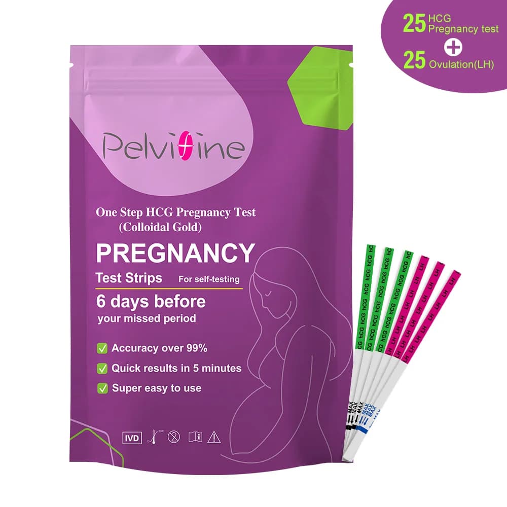 Pelvifine Ovulationsteststreifen und Schwangerschaftsteststreifen-Kombi-Set (25 LH + 25 HCG) – für werdende Mütter mit Tassen