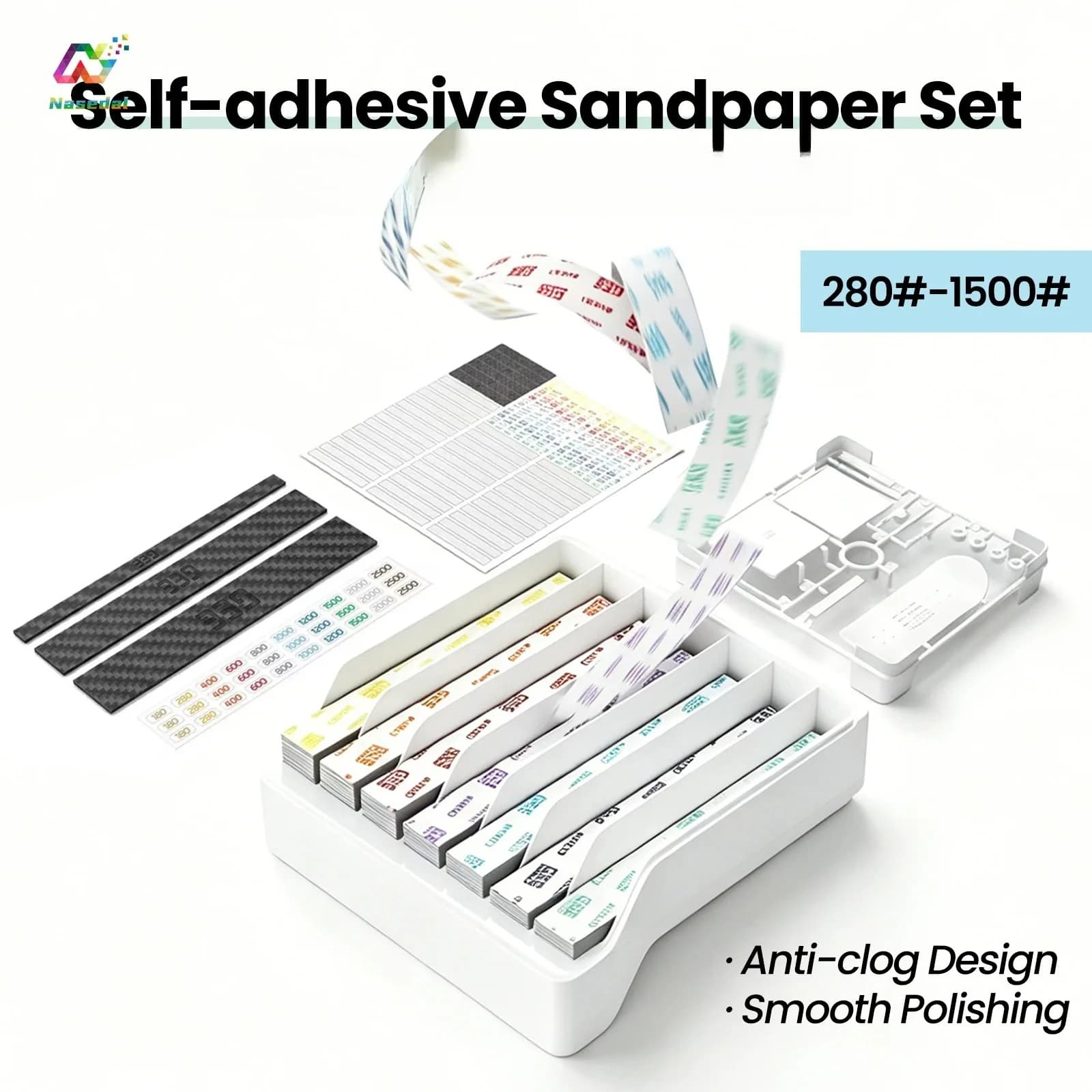 Geehobby Selbstklebendes Schleifpapier-Set Nass-Trocken-Schleifen Ohne Verstopfung für Gunpla Modellbau Kunststoff-Harz-Figuren Hobby-Werkzeuge