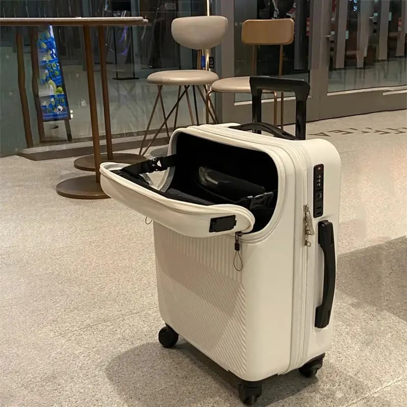 Vorne offener Koffer erweiterbares weibliches Gepäck kleines 20-Zoll-Boarding-Licht Zugstange Ledertasche 24 Reisekoffer männlicher Student