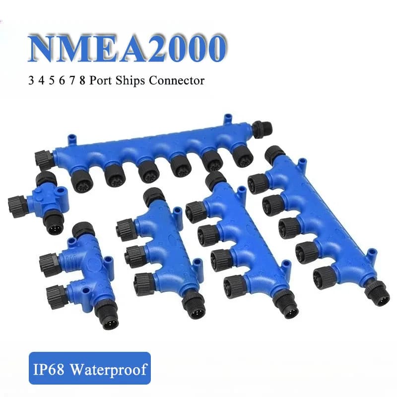 Wasserdichter NMEA2000 5Pin 3 4 5 6 7 8 Ports Schiffe Stecker Outdoor IP68 3-Wege-T-Typ-Stecker für Marine Yacht Verwenden Sie 4A 250V Stecker