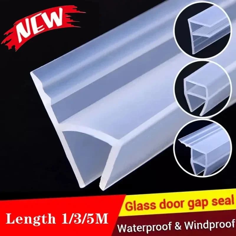 5 m H/F/U-förmiger Glasdichtungsstreifen, Gummi, für Bad, Dusche, Tür, Fenster, Wetterstreifen, Zugluftstopper für 6/8/10/12 mm