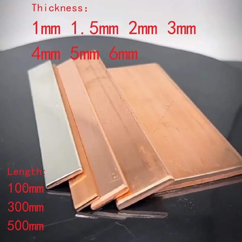 1 STÜCK T2 Reines Kupferblech Flache Metallplatte Stange Dicke 1 1,5 2 3 4 5 6 mm Länge 100 300 500 mm