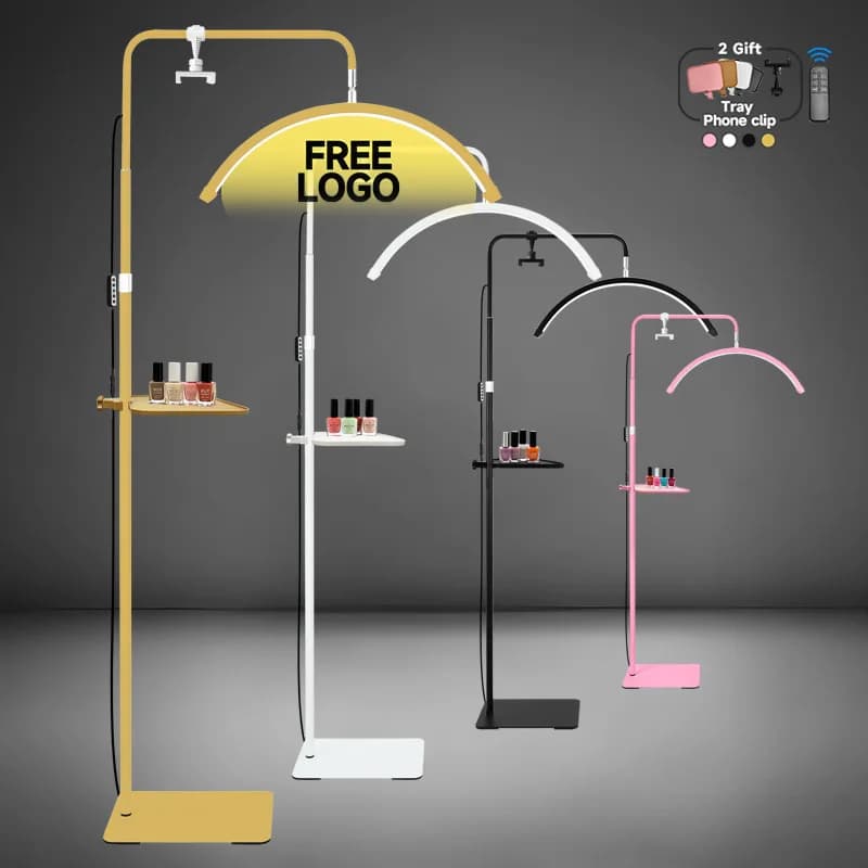 Kostenloses Logo, 23 Zoll OEM, 45 W, neues LED-Wimpernverlängerungslicht, Halbmond-Bettlampe, Design, einstellbare Helligkeit mi