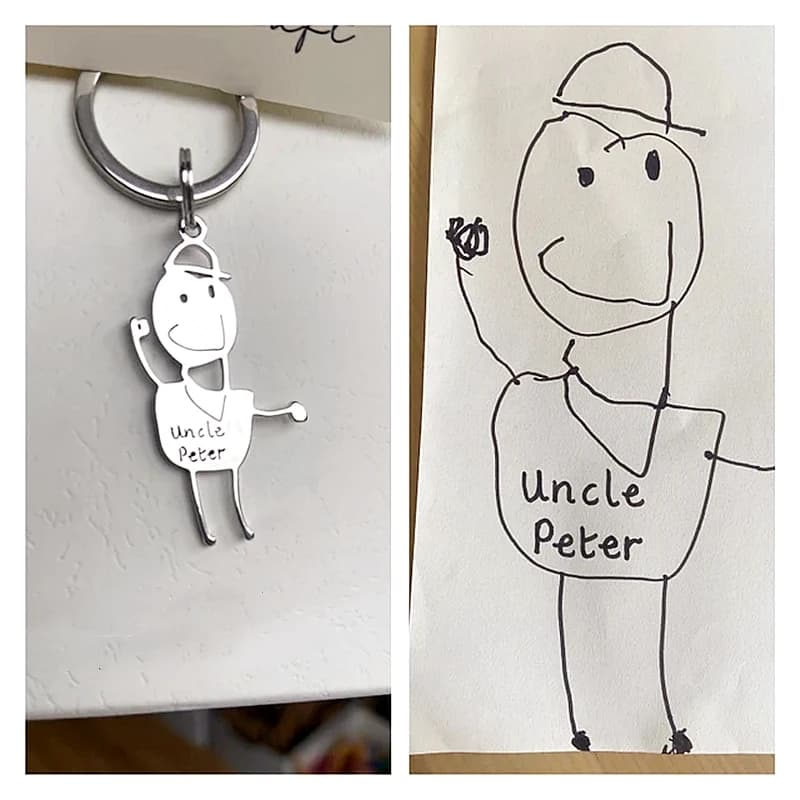 Maßgeschneiderte Kinder Zeichnung Schlüsselanhänger Kinder Kunstwerk personalisierte individuelle Foto LOGO Auto Schlüsselanhänger