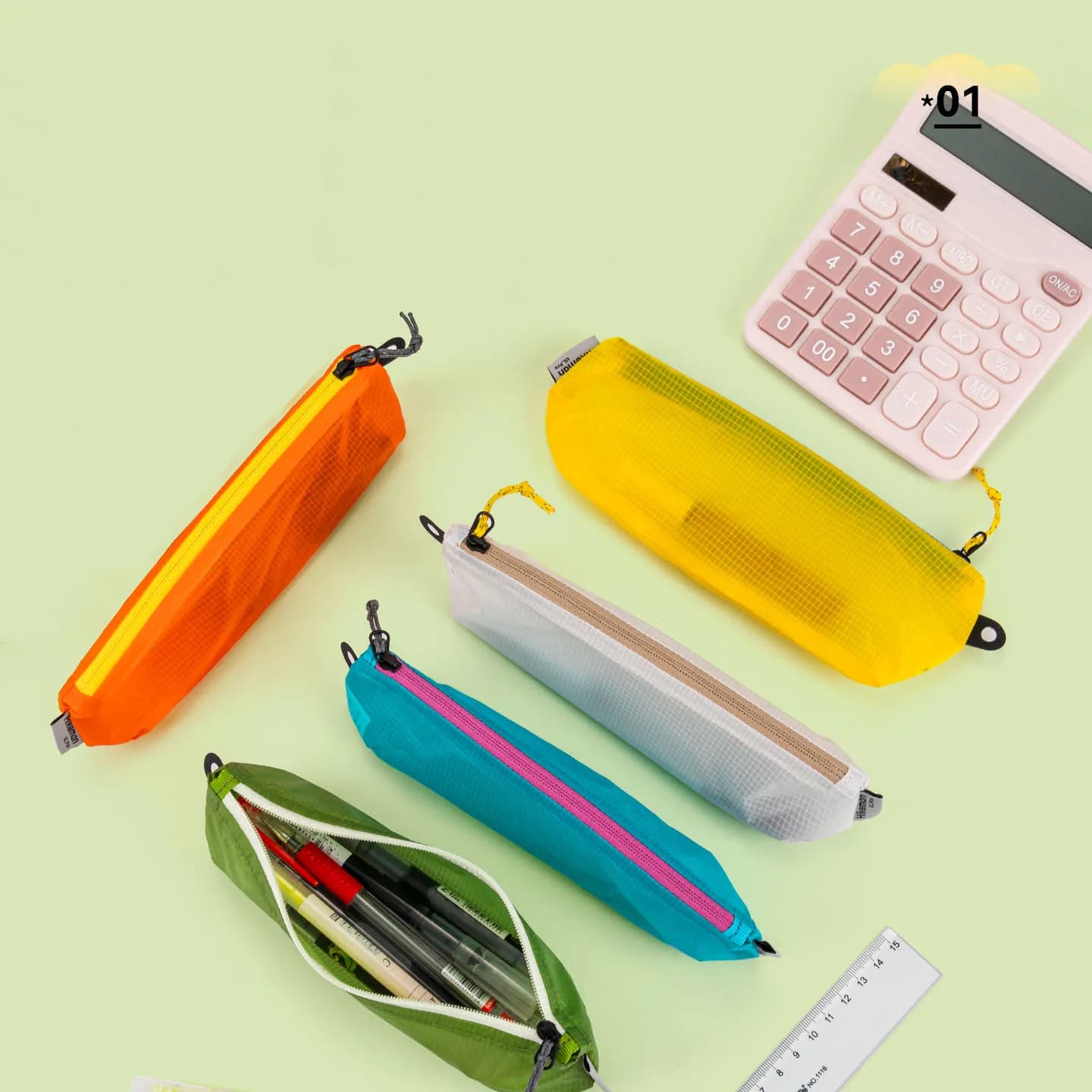 Wasserdichtes, ultraleichtes, tragbares Federmäppchen aus 15D-Nylon – Aufbewahrungstasche für Reise-Make-up-Pinsel und Eyeliner-Organizer