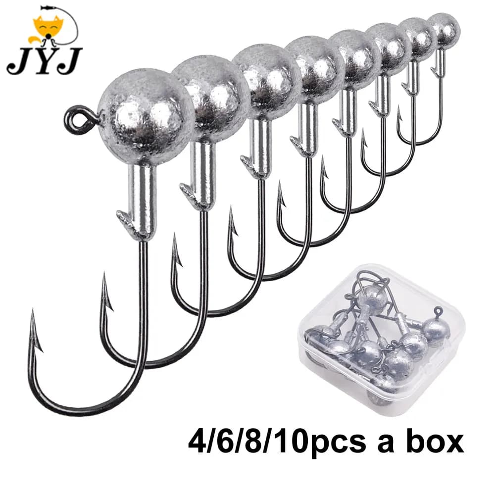 WODJYJ 1g 2g 3g 4g 5g 10g 20g 22g 25g 28g Box-Rundkopf-Jighaken Angelzubehör, Crank-Kohlenstoffstahl-Rigging-Kopfhaken