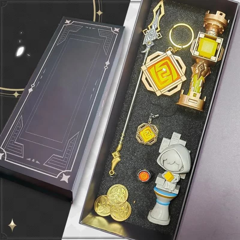 Genshin Impact Eye of God Schlüsselanhänger, Anhänger aus Legierung, Kawaii-Modellspielzeug, Anime ZhongLi Xiao Schlüsselanhänger-Kollektion mit