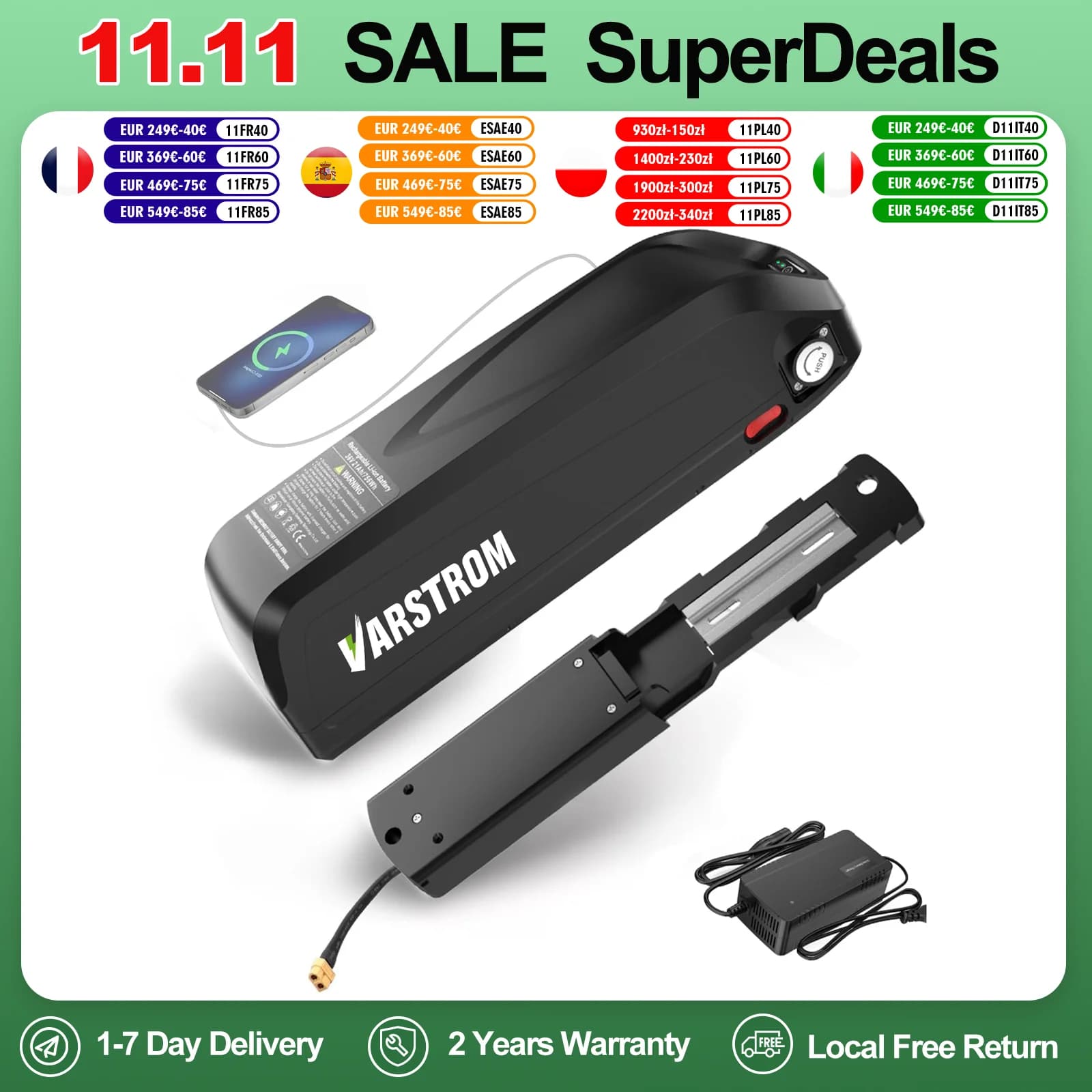 Original Eboat Batterie 48V 52V 36V Hagel 30a BMS Elektro zyklus Unterrohr Lithium Batterie pack für 1000W 500W Motor