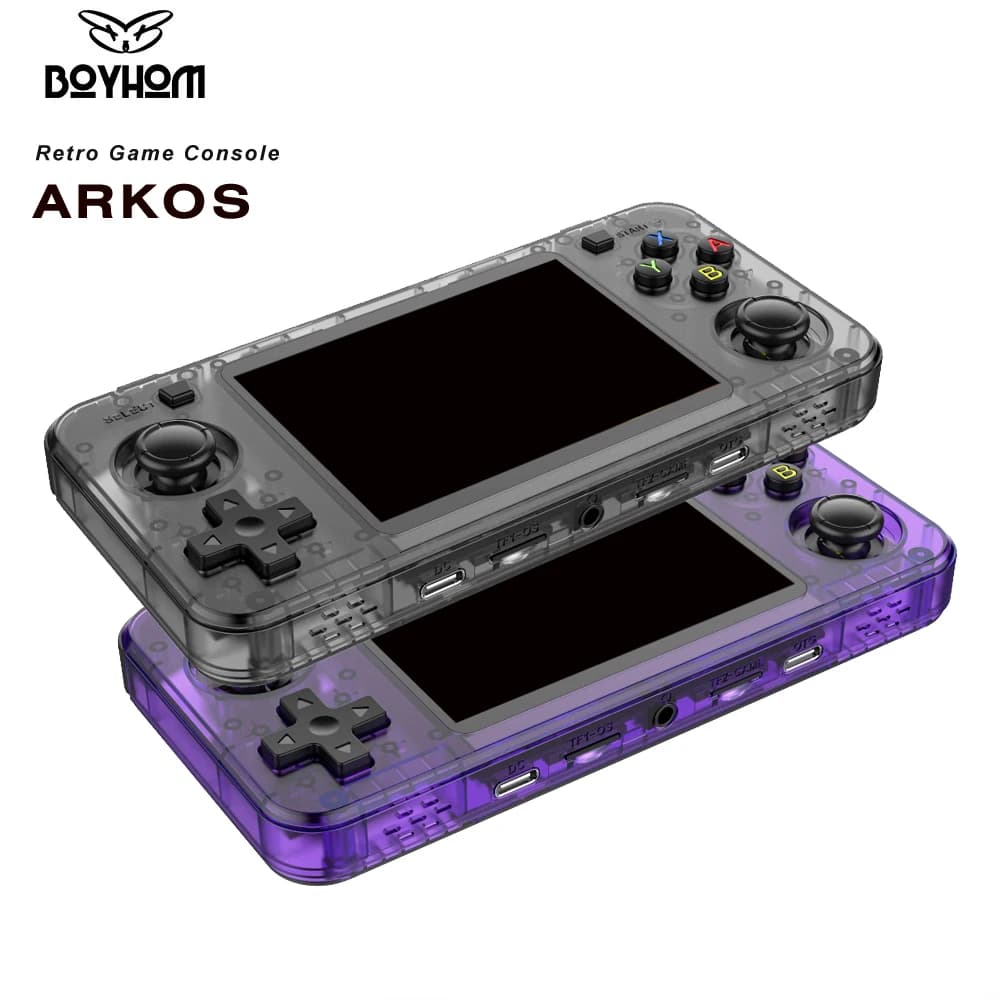BOYHOM Retro-Spielkonsole RK3326 Open-Source-System 3,5 Zoll IPS-Bildschirm Tragbare Handheld-Spielkonsole 64G 128G
