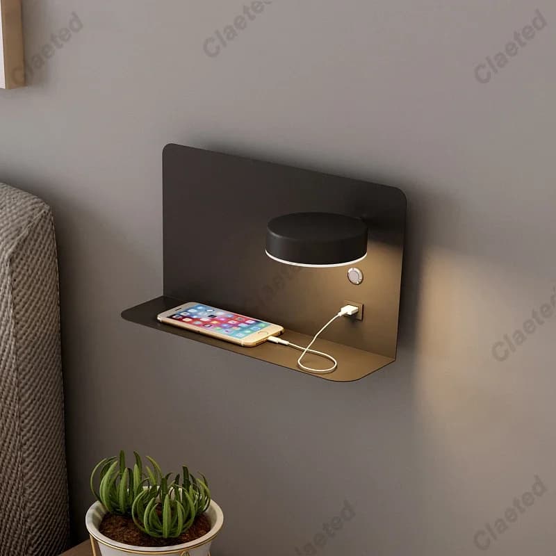 LED-Wand leuchten mit Schalter und USB-Schnitts telle Mode weiß schwarz Lampe Leuchte Korridor Gang Beleuchtung Kunst Leuchte Wand lampe
