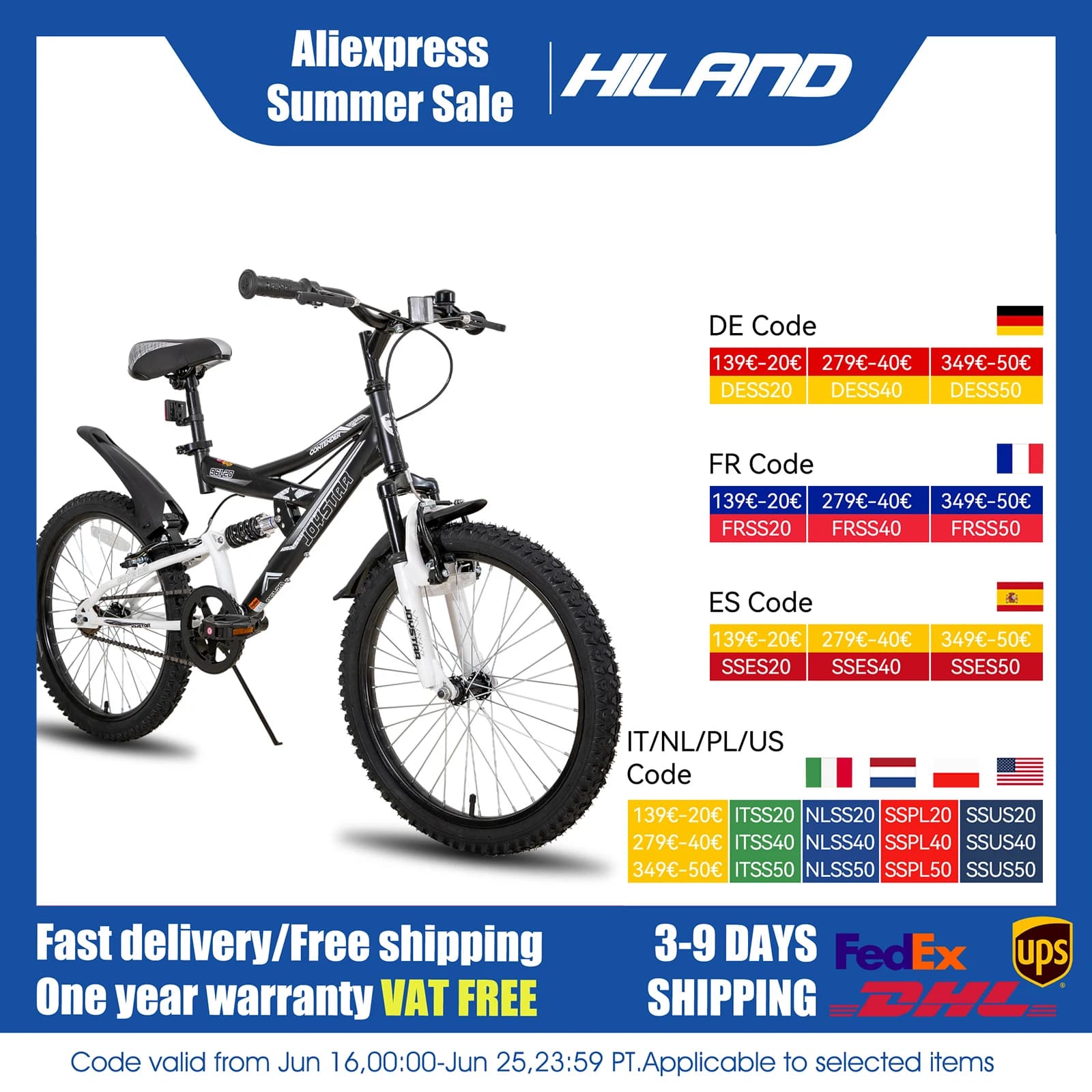 JOYSTAR 20-Zoll-Kinderfahrrad für Kinder im Alter von 5 bis 13 Jahren, Kinder-Mountainbike mit Doppelfederung