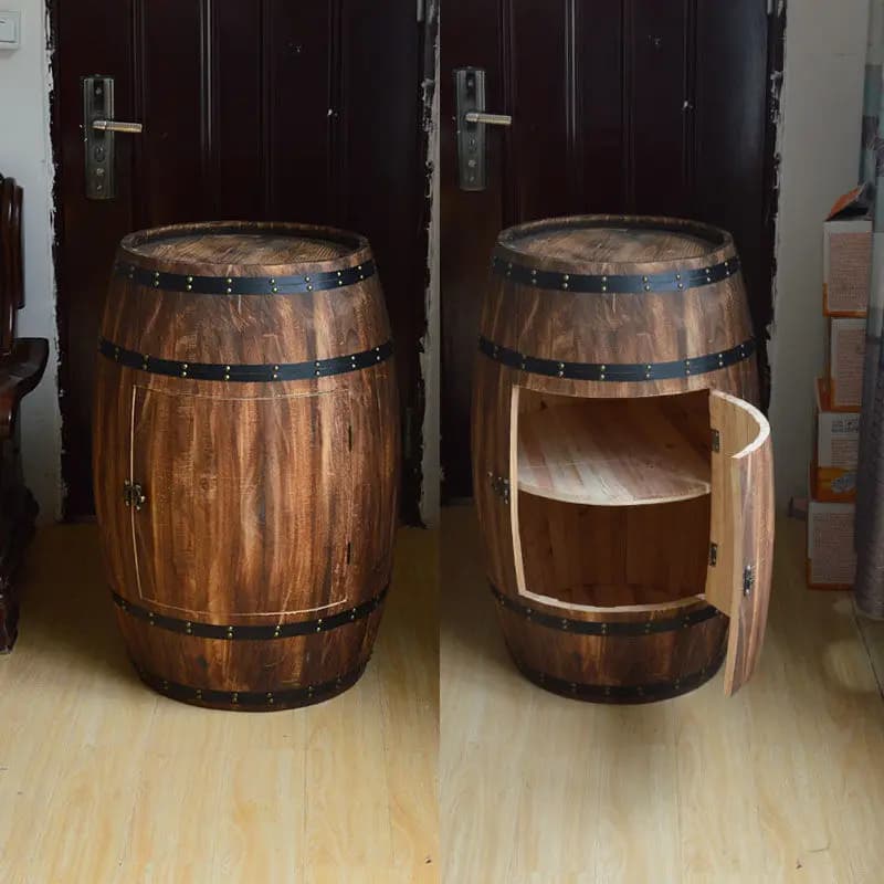 Online-Weinfass-Aufbewahrungsschrank. Öffnen Sie den Weinschrank aus Eichenfass, dekorative Weinfässer aus Holz