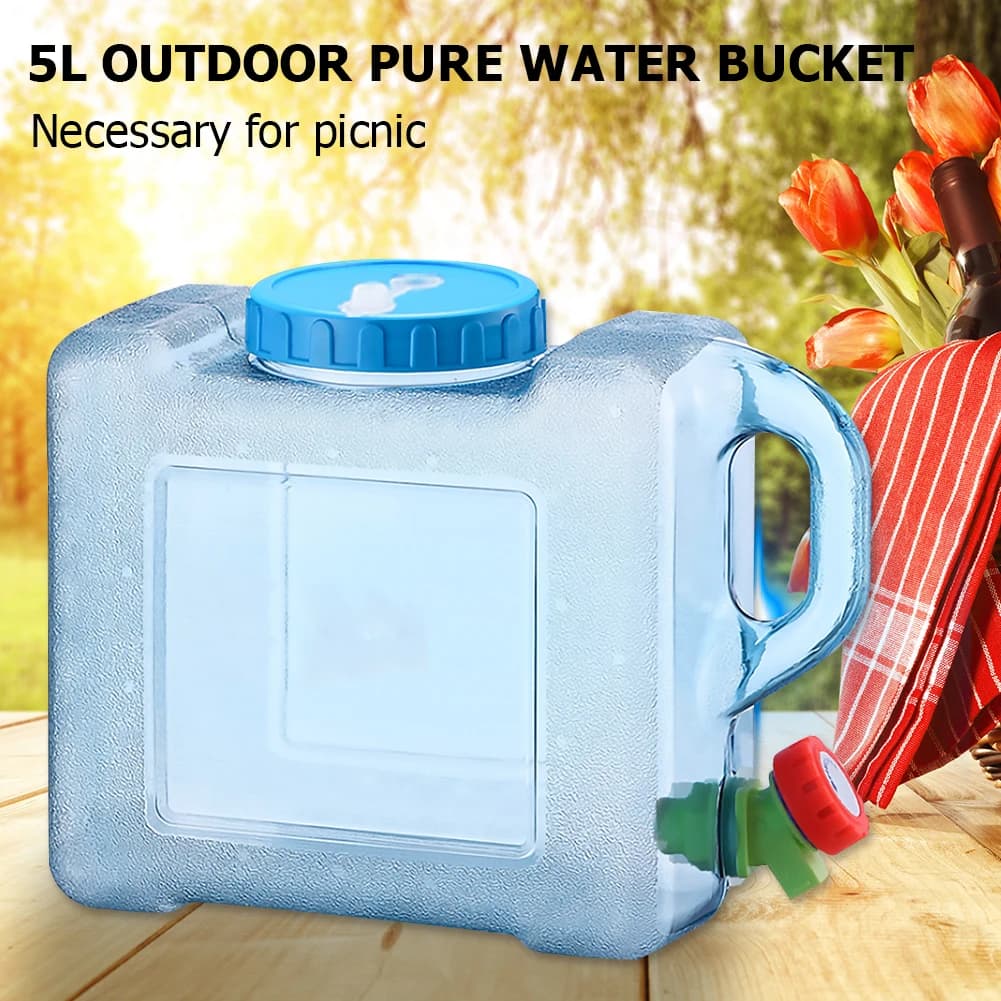 5L Wasserbehälter mit Wasserhahn, Camping-Wasserbehälter, tragbar, vielseitig einsetzbar, für Outdoor-Wandern, Reisen, Notfall