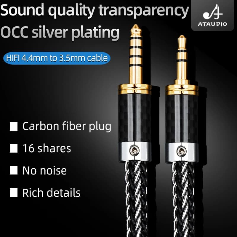 HiFi 4,4 mm Balance auf 3,5 mm Aux Audio für 3,5 mm Stereo-Klinken-Adapterkabel OCC versilbert Stecker auf Stecker für Auto zx300 NW WM1ZA