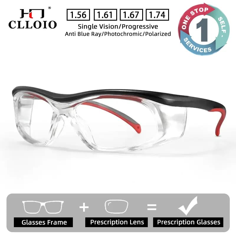 CLLOIO Industrielle Schutzbrille, verschreibungspflichtige Brille, kratzfest, spritzwassergeschützt, staubdicht, stoßfest, Schweißschutzbrille