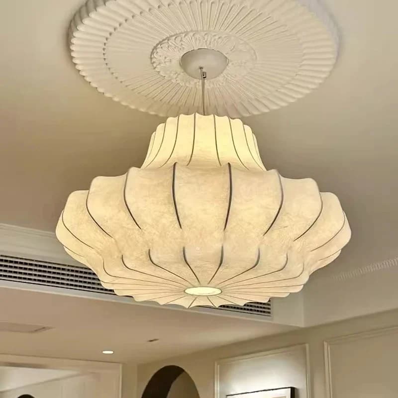 Japanischer Wabi Sabi Seiden-Kronleuchter für Wohnzimmer, Esszimmer, Schlafzimmer, B&B, personalisierte Heimdekoration, Pendelleuchte,