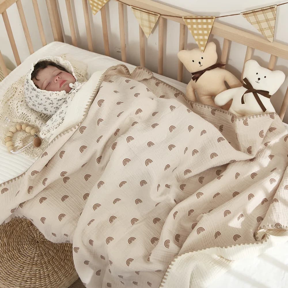 Babydecken für Betten, 4-lagige Baumwolle, Wickeldecke, Musselin-Decke, Bettwäsche, Leinen, Babyzubehör, Neugeborenes Badetuch, Mutter und Kinder