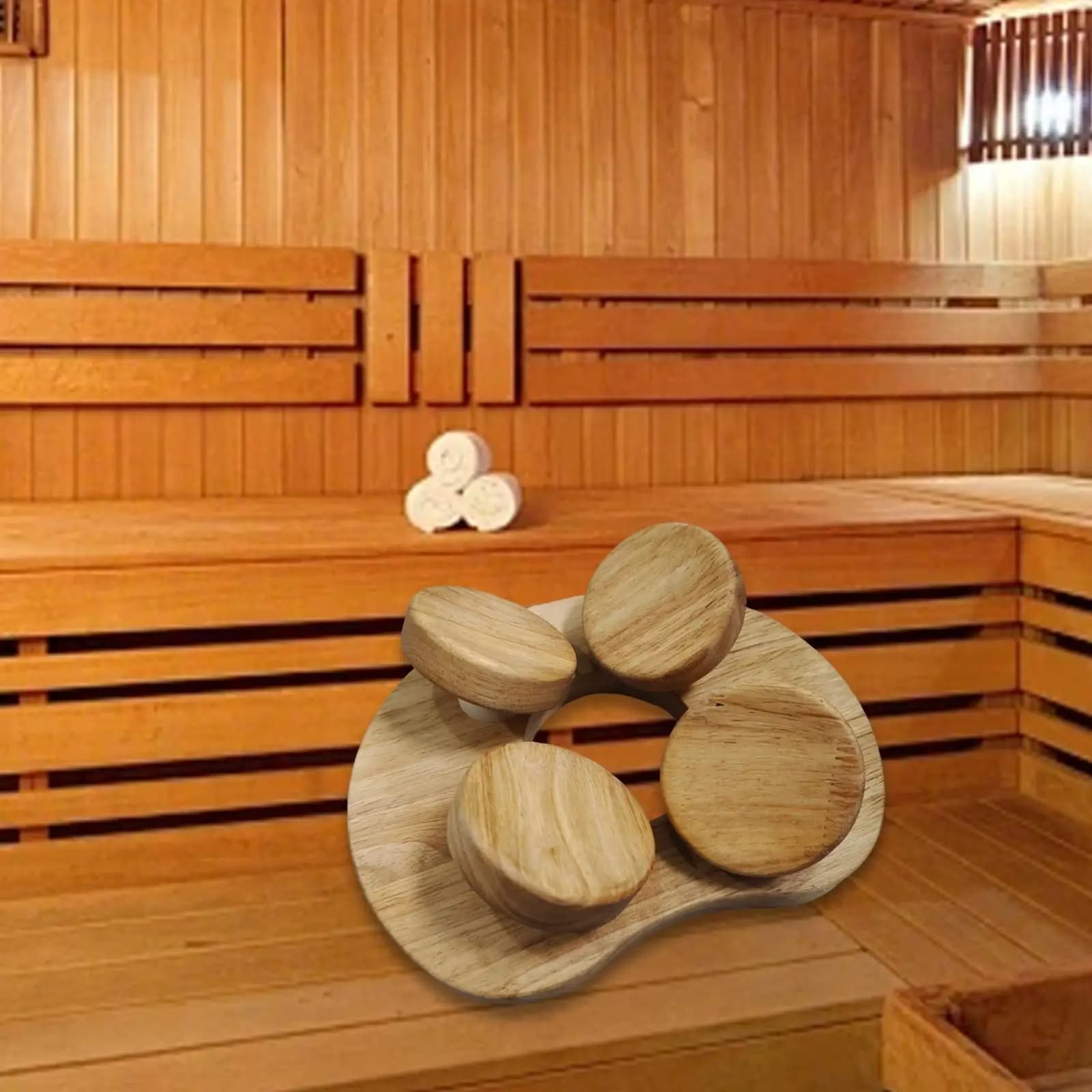Sauna-Kopfstütze, Rückenlehne, Kopfstütze, professionelles Nackenkissen mit drehbarer Scheibe, Saunakissen für Dampfbad zu Hause