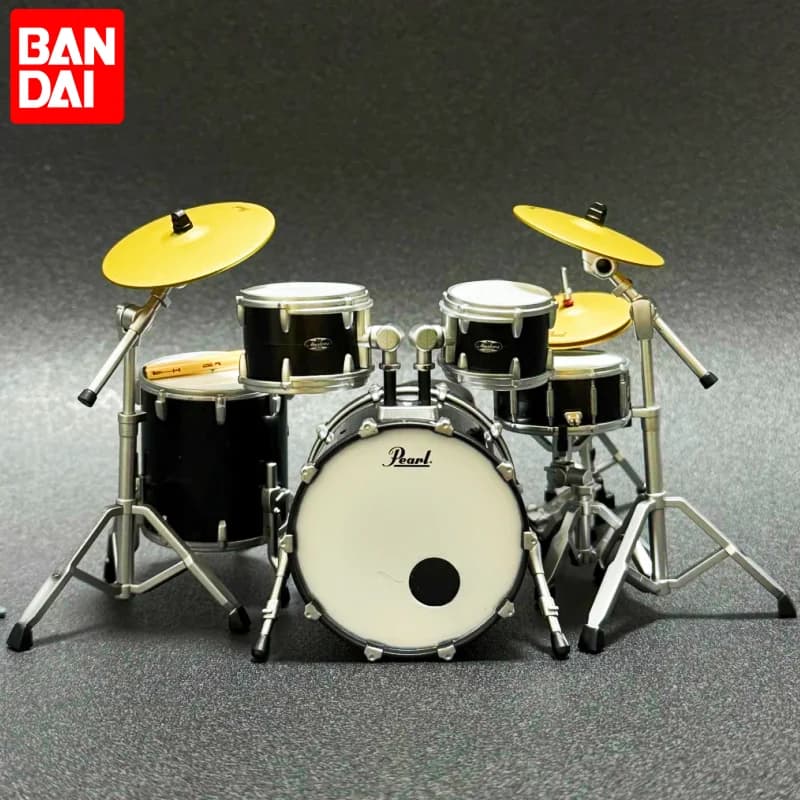 Bandai Echtes Miniatur-Schlagzeug-Set, Perlentrommeln, Jazz-Trommel, Ornamente, Bulk-Cargo-Sammelspielzeug, Geschenk für Action-Figurensammler