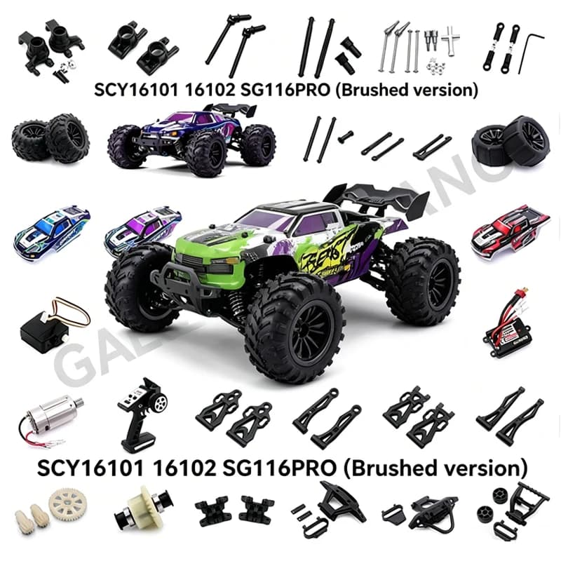 SG116PRO Ersatzteile Metall-Servoantriebswelle Original Differentialgetriebe Karosserie Empfänger Motor Stoßdämpfer 16101 16102