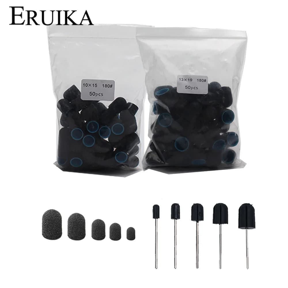 50 stücke Nagel Schleifen Bands Caps Mit Dorn Pediküre Maniküre Entfernen Abgestorbene Haut Polieren Fuß Care Clean Häutchen Zubehör