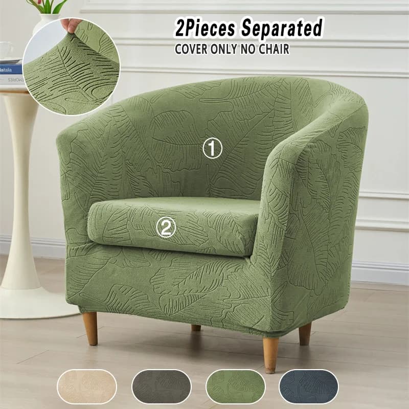 2 teile/satz Blatt Jacquard Club Tub Stuhl Abdeckung Elastische Sessel Schonbezug Rutschfeste Couch Abdeckung mit Kissen Abdeckung All-inclusive