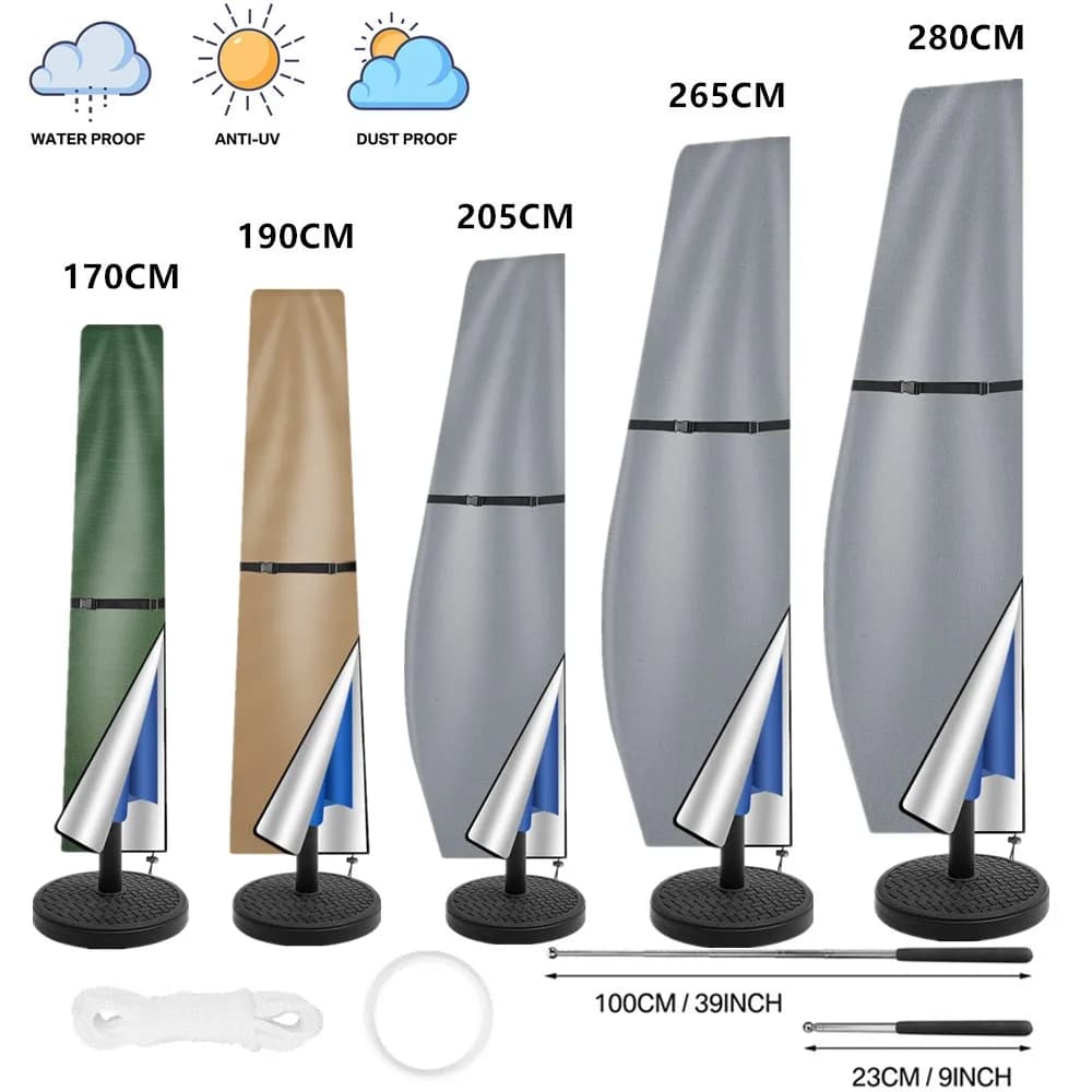 Terrassenschirm-Abdeckung, wasserdicht, für den Außenbereich, UV-beständig, versetzter Regenschirm-Abdeckung, Sonnenschirm-Regenschirm-Abdeckung